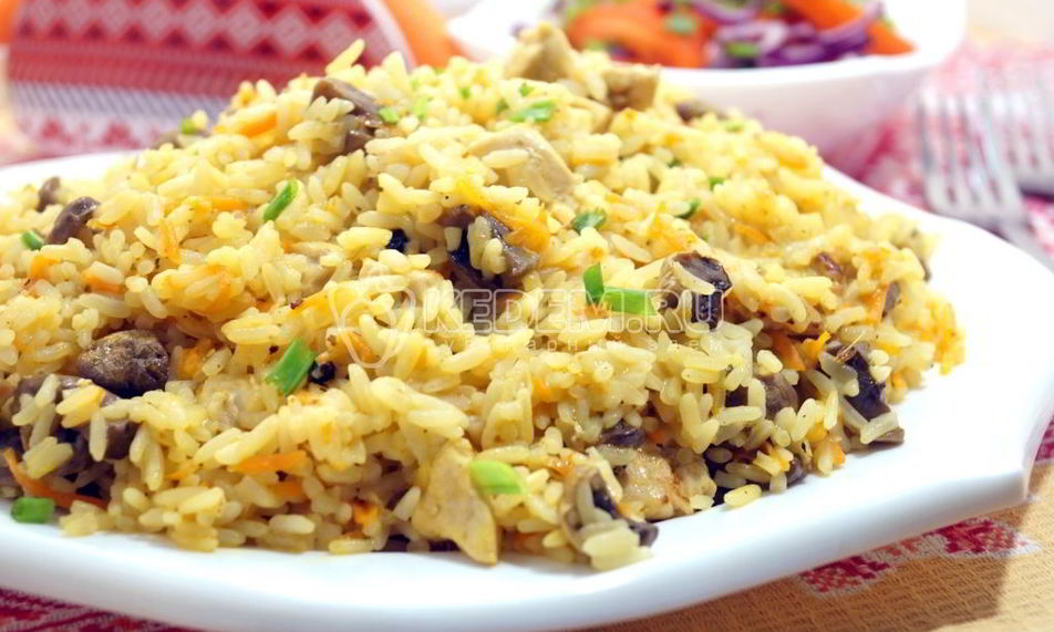 Рецепт плов с курицей и грибами