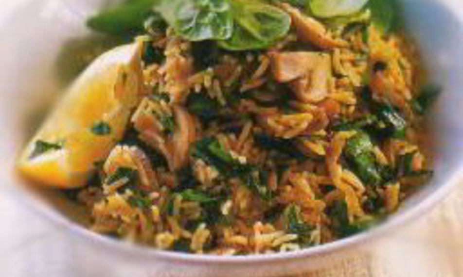 Рецепт плов со шпинатом, грибами и лимоном