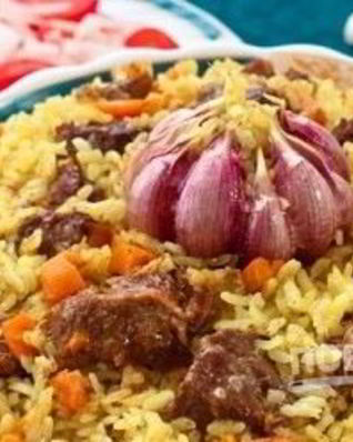 Плов в казане на костре