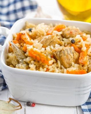 Плов в утятнице с курицей