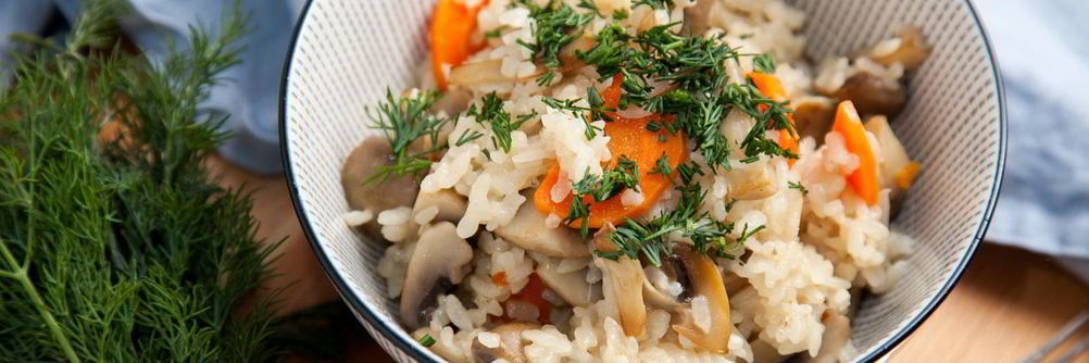 Постный плов с грибами