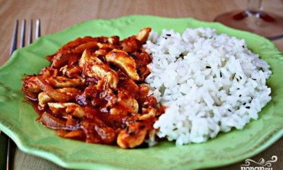 Рецепт куриное рагу с помидорами и луком