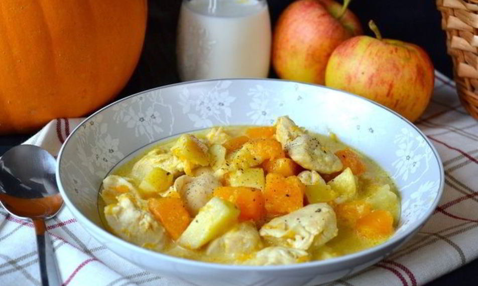 Рецепт куриное рагу с тыквой и яблоками