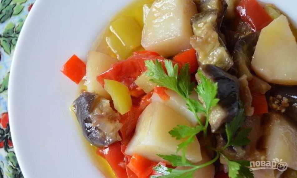 Рецепт овощное рагу с баклажанами и картофелем