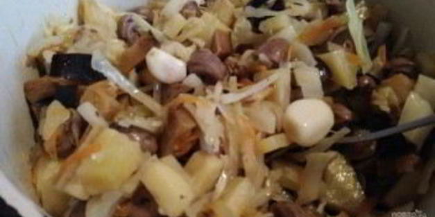 овощное рагу с куриными сердечками