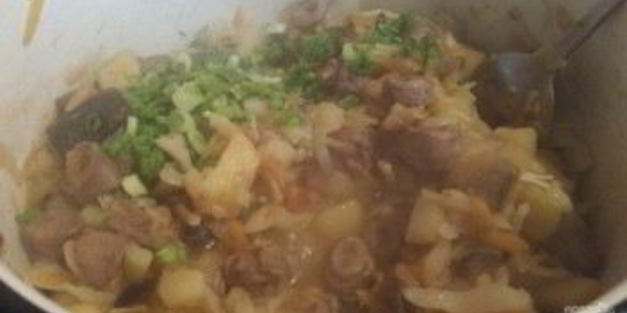 овощное рагу с куриными сердечками