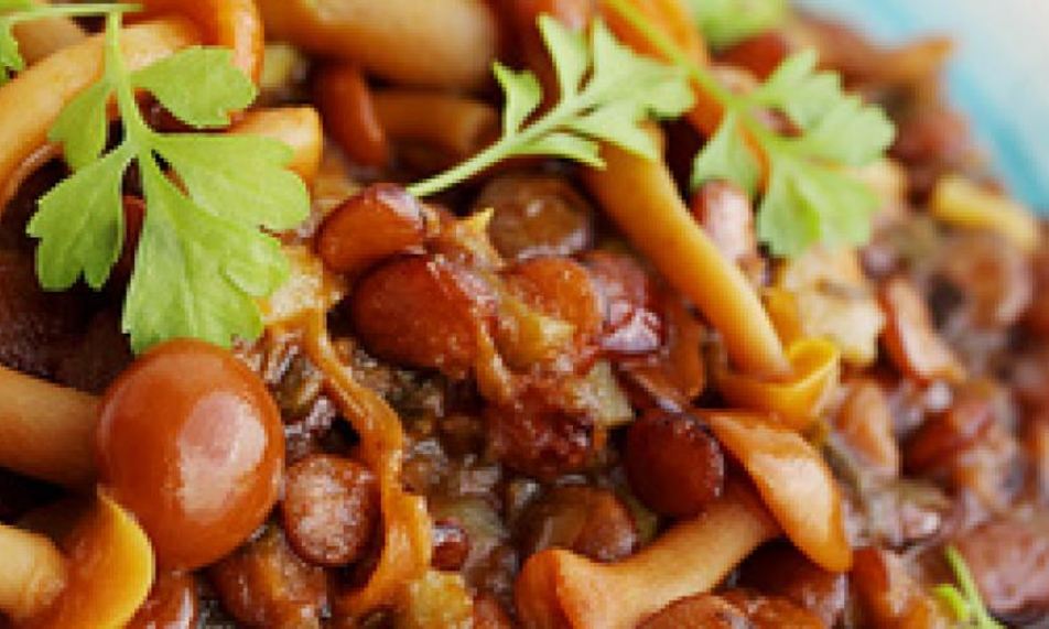 Рецепт рагу из чечевицы с лесными грибами