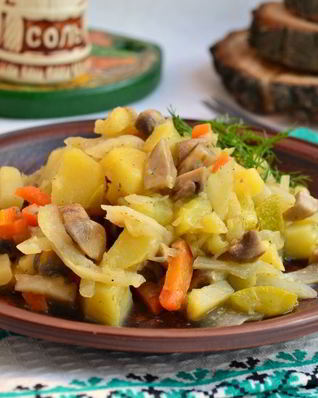 Рагу из овощей с шампиньонами в мультиварке