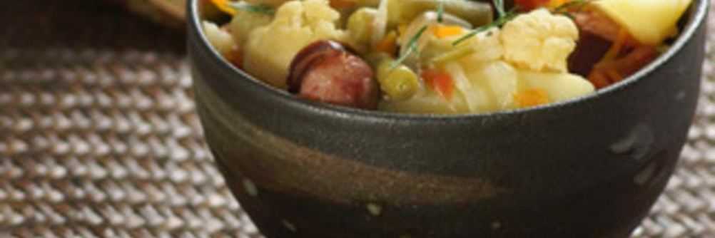 Рагу с копчеными колбасками