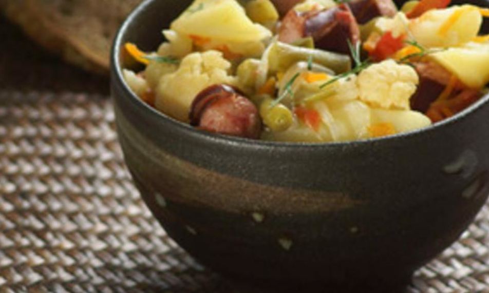 Рецепт рагу с копчеными колбасками