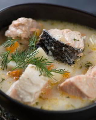 Рагу с лососем и треской