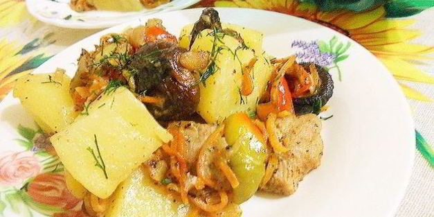 рагу в горшочке с грибами шиитаке