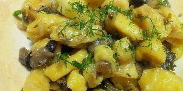 тыквенные галушки с грибным рагу