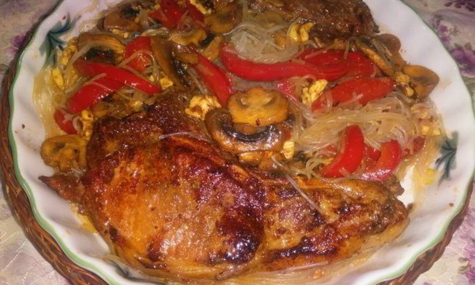 Рецепт рисовая лапша с мясом и овощами