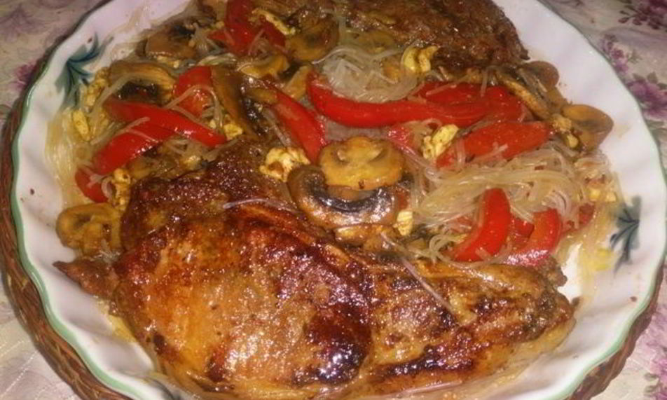 Рецепт рисовая лапша с овощами и мясом