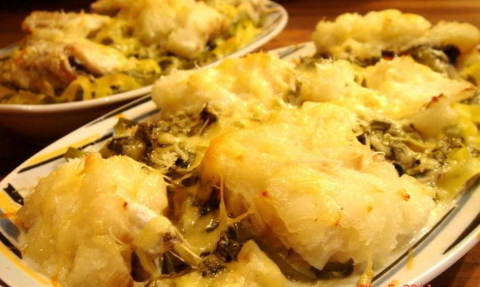 Рецепт камбала запеченная с тальятелле под молочным соусом