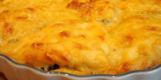 камбала запеченная с тальятелле под молочным соусом