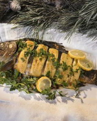 Карп с грибами и сыром