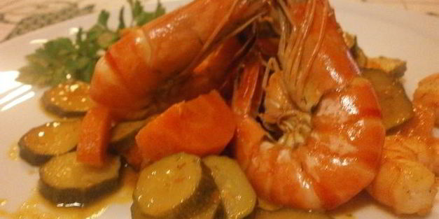 креветки в бренди с гарниром из овощей