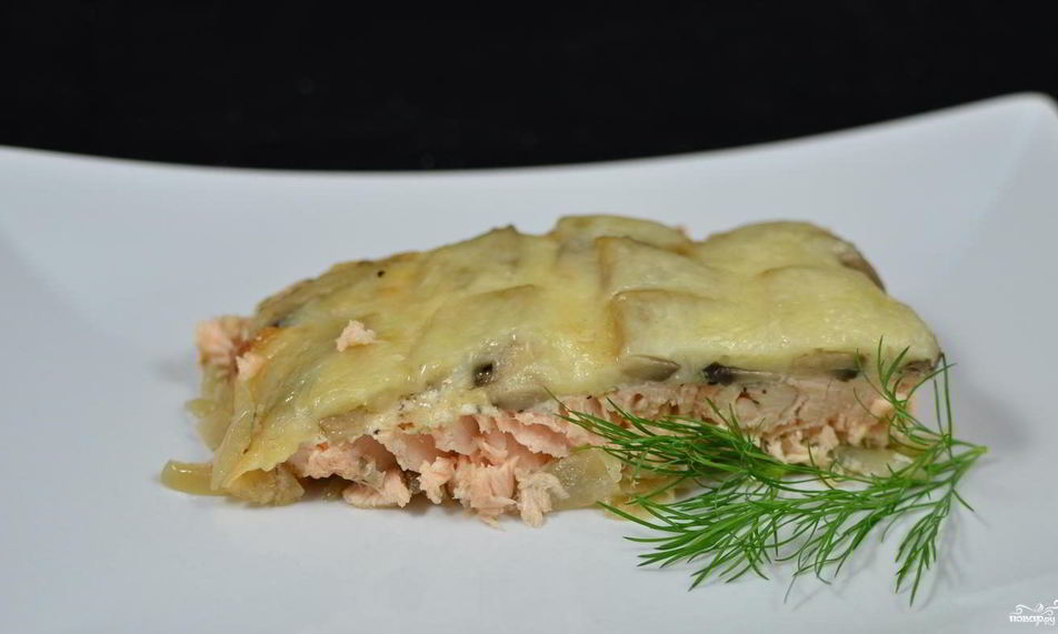 Рецепт лосось с грибами