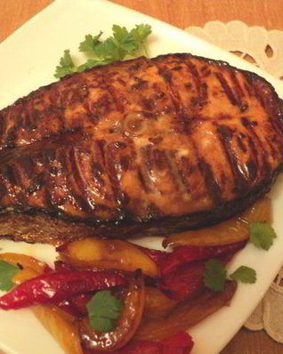 Маринованная семга на гриле