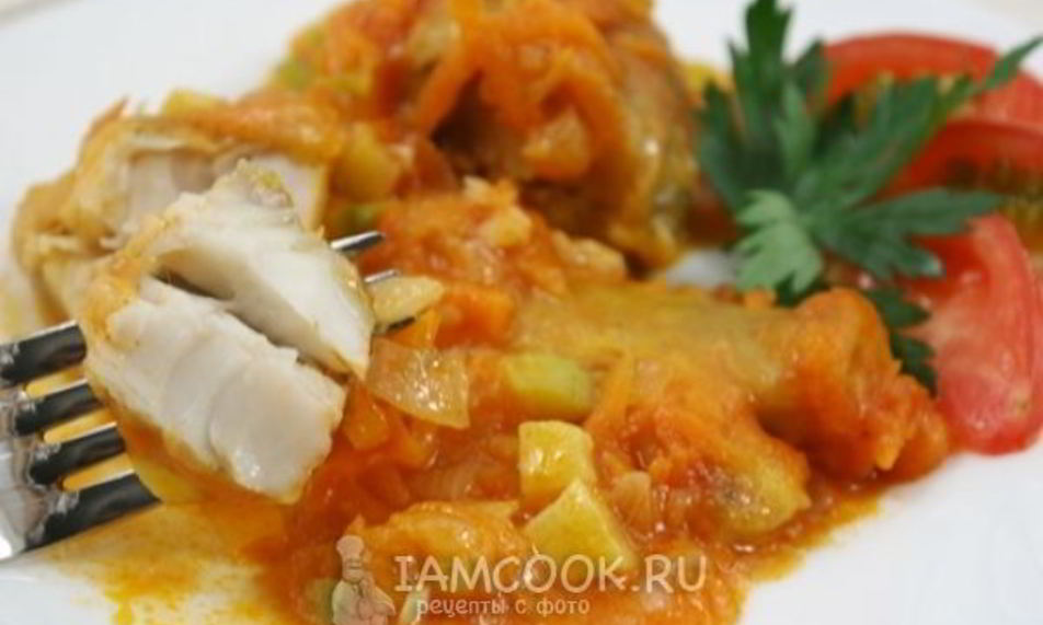Рецепт минтай тушеный с овощами