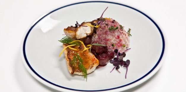 окунь под карамельной корочкой с рисом басмати