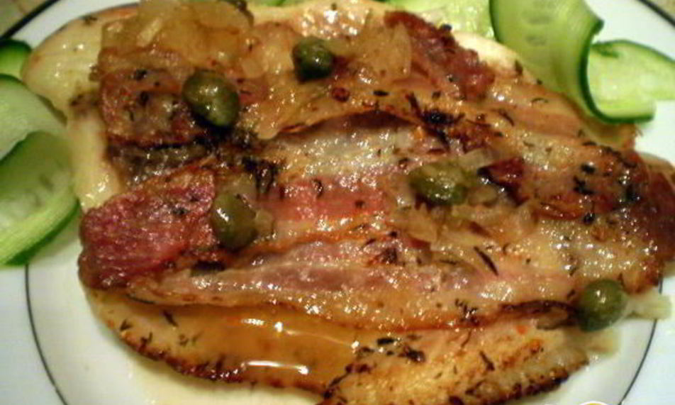 Рецепт рыба с беконом, каперсами и шалфеем
