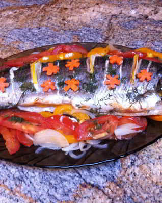 Рыба запеченная с овощами