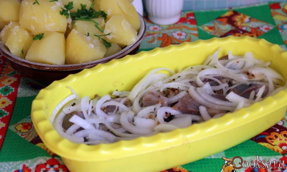 Рецепт сельдь с луком в горчично-масляной заправке