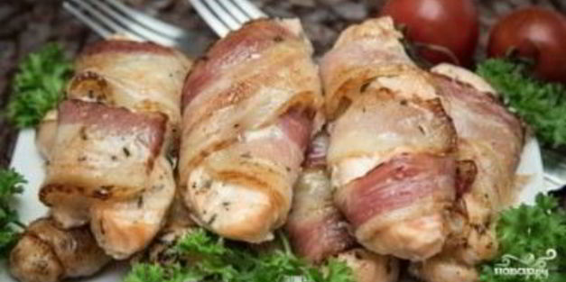 семга в беконе