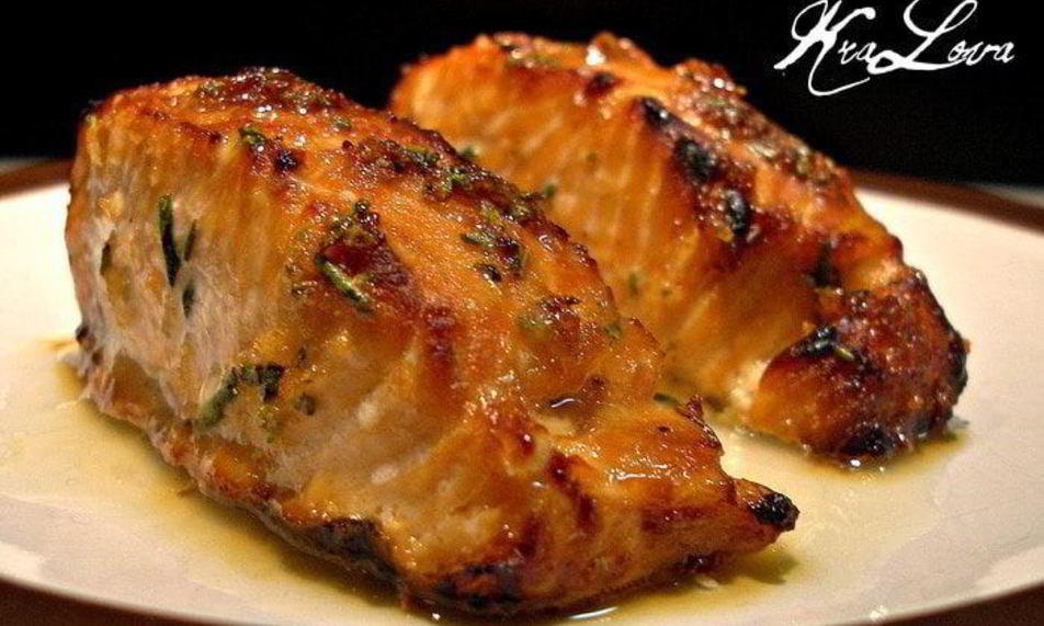 Рецепт семга в медово-розмариновой глазури