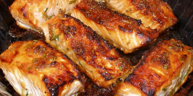 семга в медово-розмариновой глазури