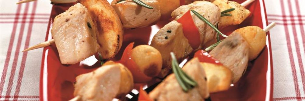 Картофельные шашлыки с курицей