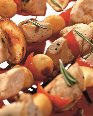 Картофельные шашлыки с курицей
