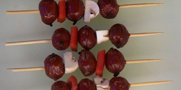 копченые шашлычки с овощами