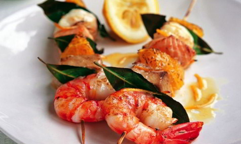 Рецепт рыбные шашлыки с креветками