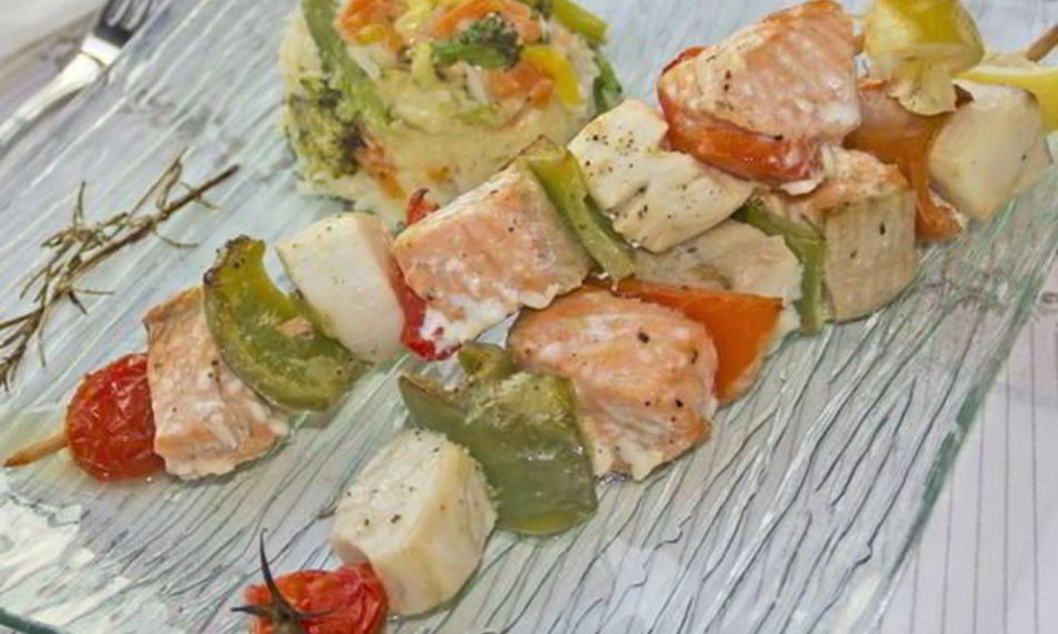 Рецепт шашлычки из гребешков с овощами