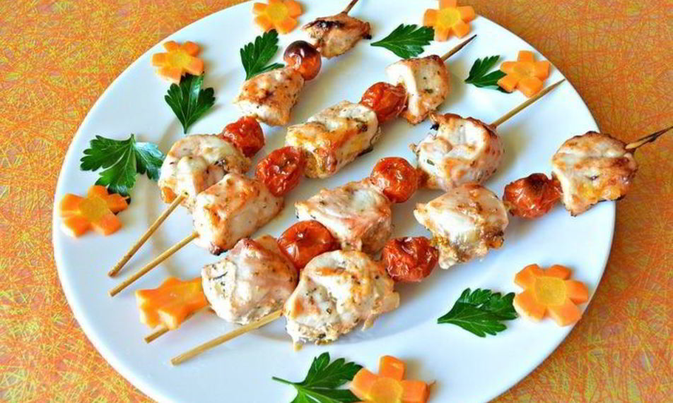 Рецепт шашлычки из куриной грудки в духовке