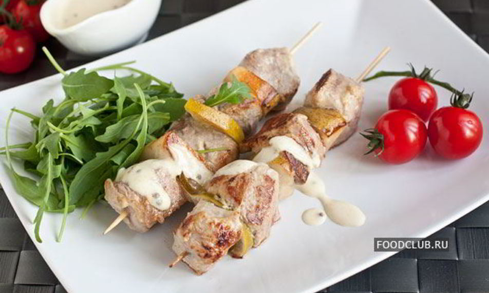 Рецепт шашлычки из свиной вырезки с грушами