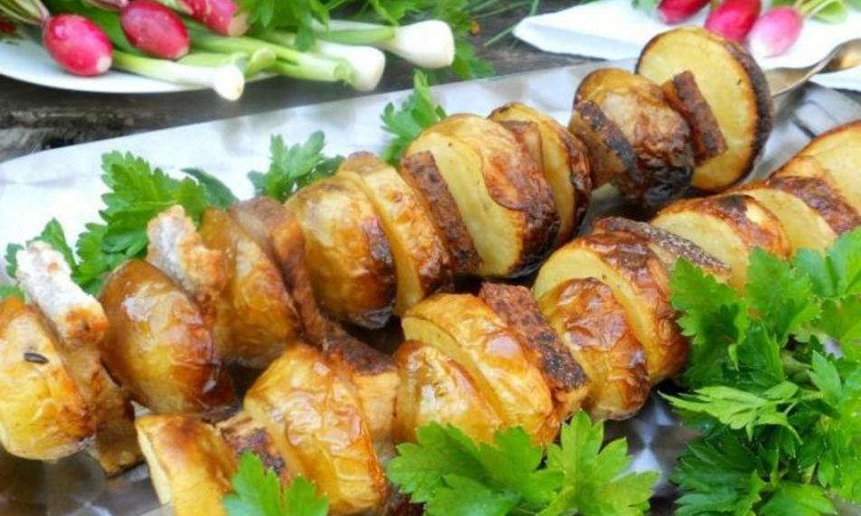 Рецепт шашлык из картошки с салом