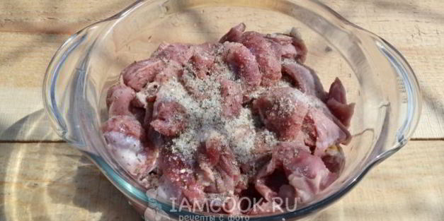 шашлык из куриных желудков