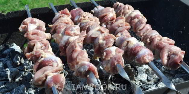шашлык из куриных желудков