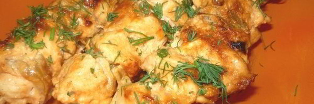Шашлык из курицы на сковороде