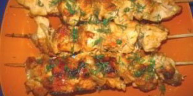 шашлык из курицы на сковороде