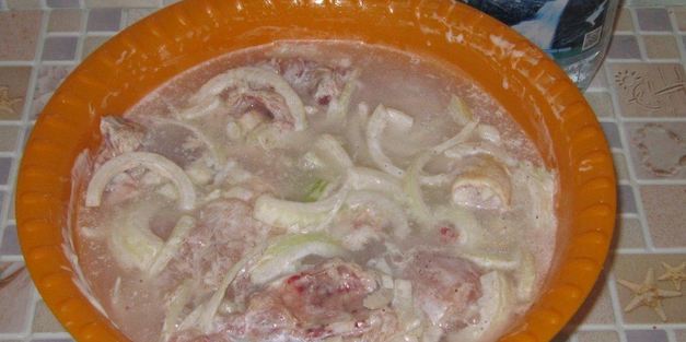 шашлык из курицы в майонезе