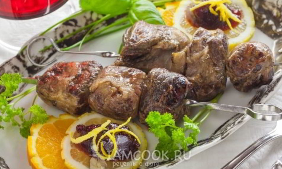 Рецепт шашлык из печени в жировой сетке