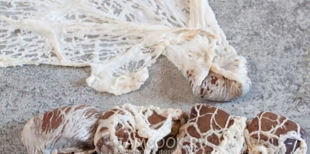 шашлык из печени в жировой сетке