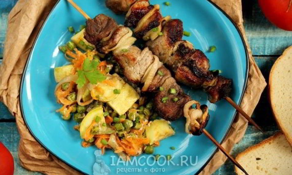 Рецепт шашлык из свинины с овощами в духовке