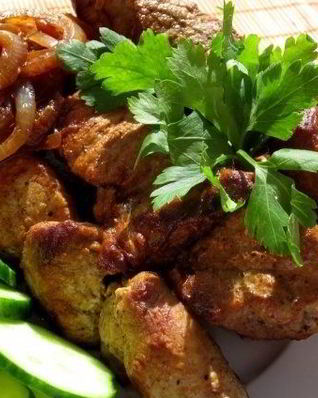 Шашлык на сковороде из свинины